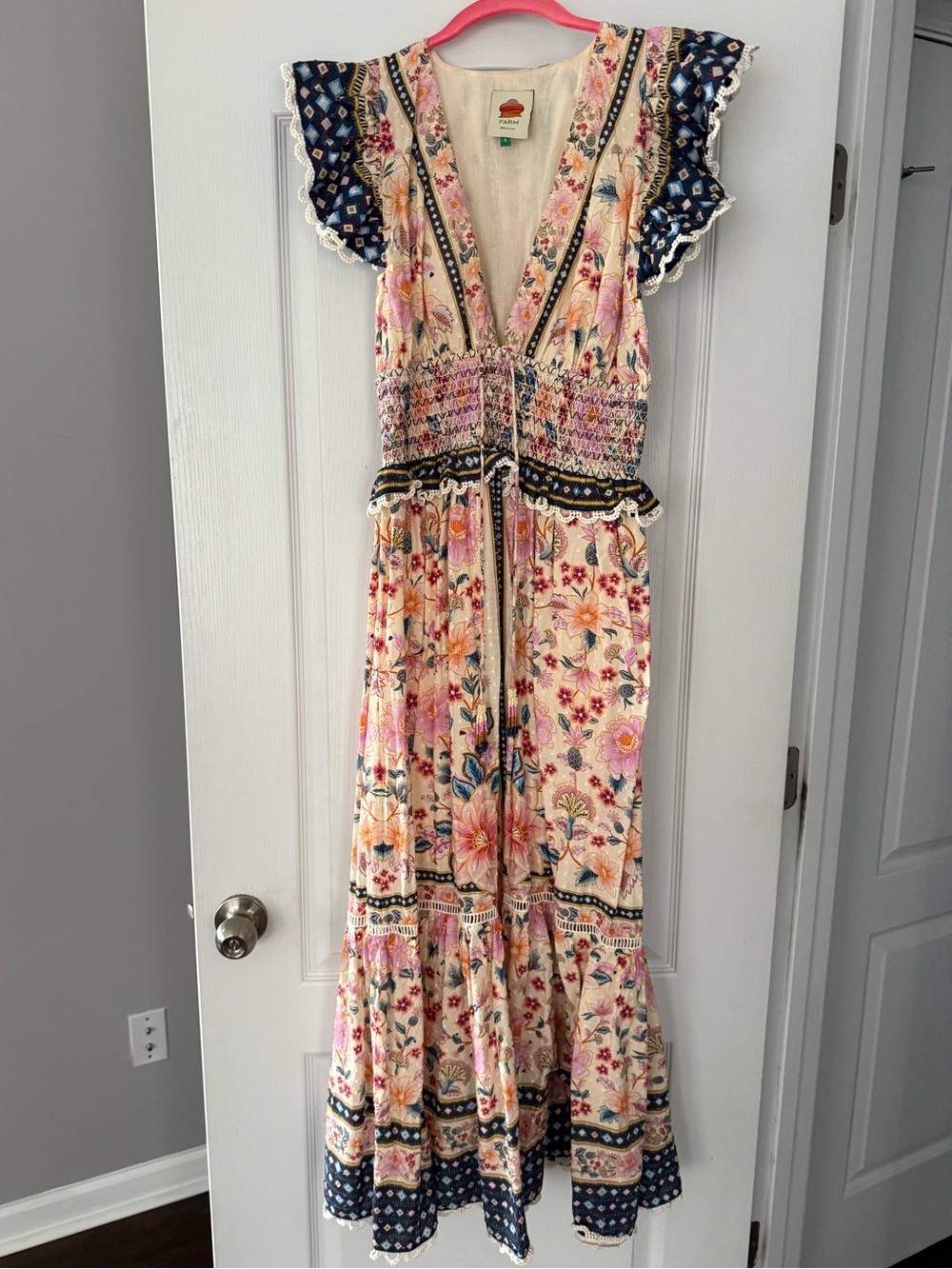Superbloom Tapestry Cream Maxi Dress Farm Rio - Picture 2 of 4